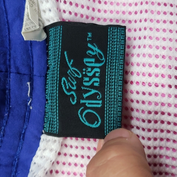 Vintage 90s Surf Odyssey Drawstring Lined Swim Trunks - Picture 3 of 6